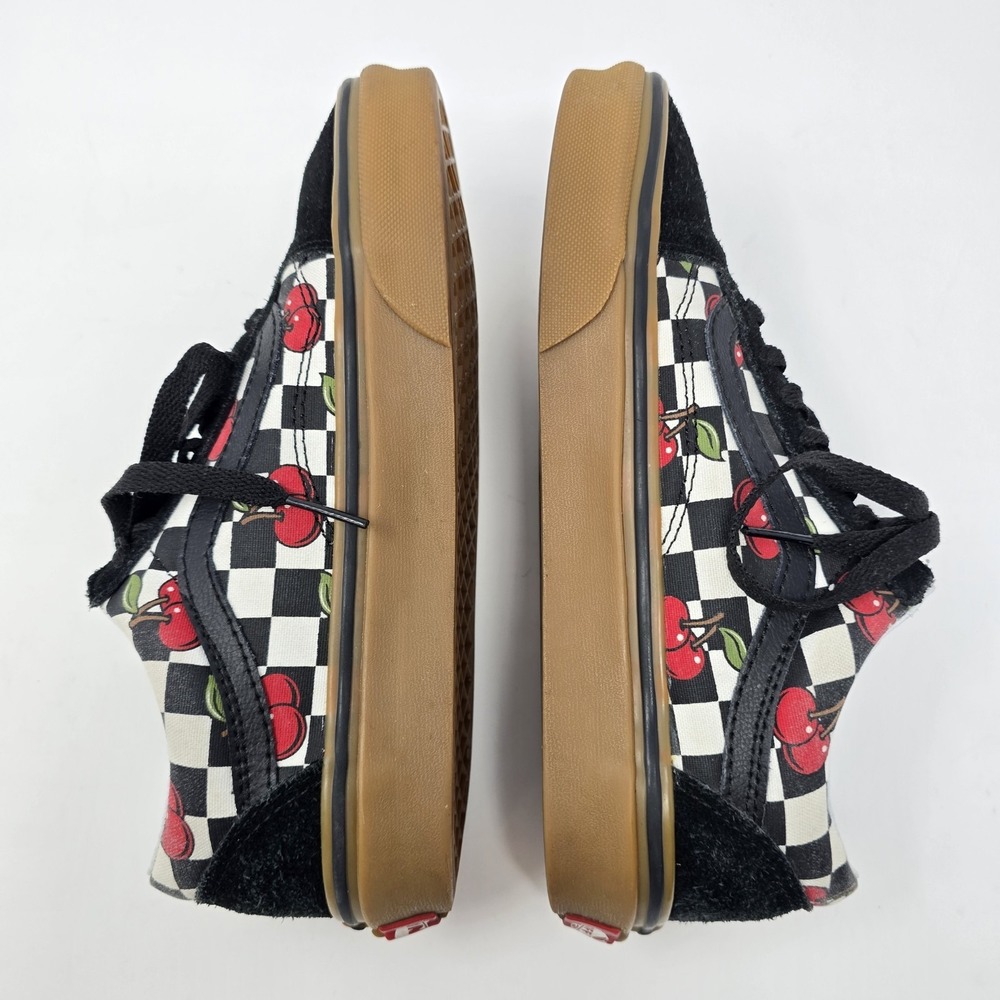Vans Old Skool Platform Cherry Checkerboard Gum Sole Sneakers Womens 5.5 Black - Picture 5 of 16